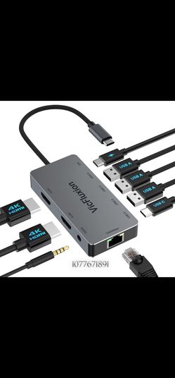 USB C Docking Station Dual Monitor, 9-in-1 USB