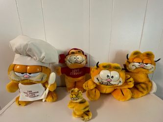 Title: Vintage Garfield Plush Lot (5) - Dakin 1(contact info removed) - Chef, Love Struck