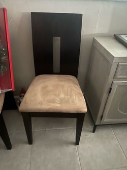 Dark Wood Dining Chair with Upholstered Seat