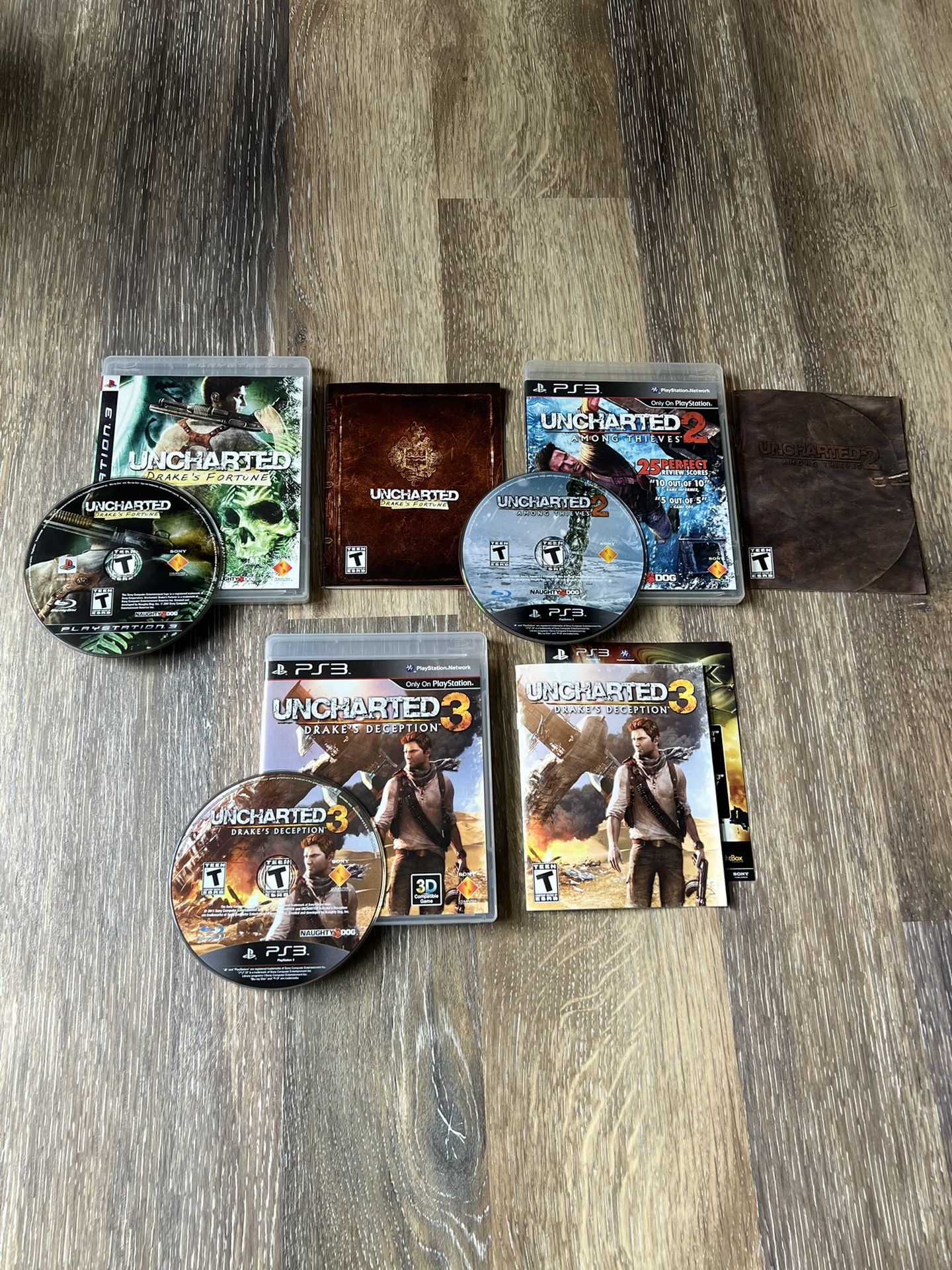 Uncharted 1 2 & 3 PlayStation 3 PS3 Complete in Box CIB Tested & Working