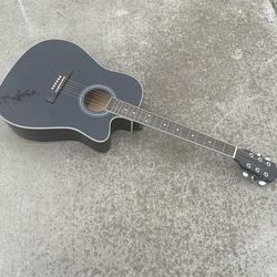 Black Acoustic Guitar – Cutaway Design, Great Starter Instrument