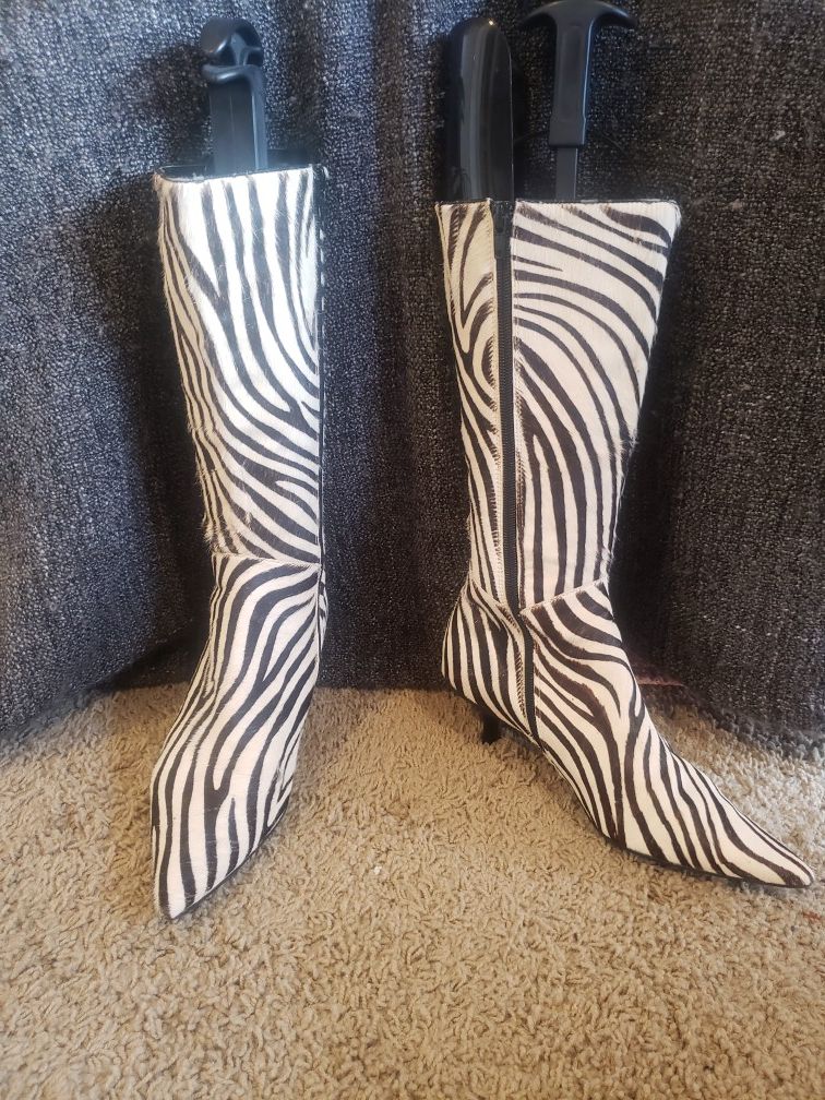 Like New Zebra Skin Boots (M.O.D Brand)