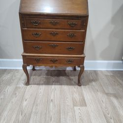 Little Brown Desk With Fold Down Writing Top
