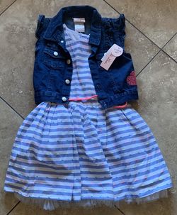 Girl’s Little Lass dress and jean vest set size 6