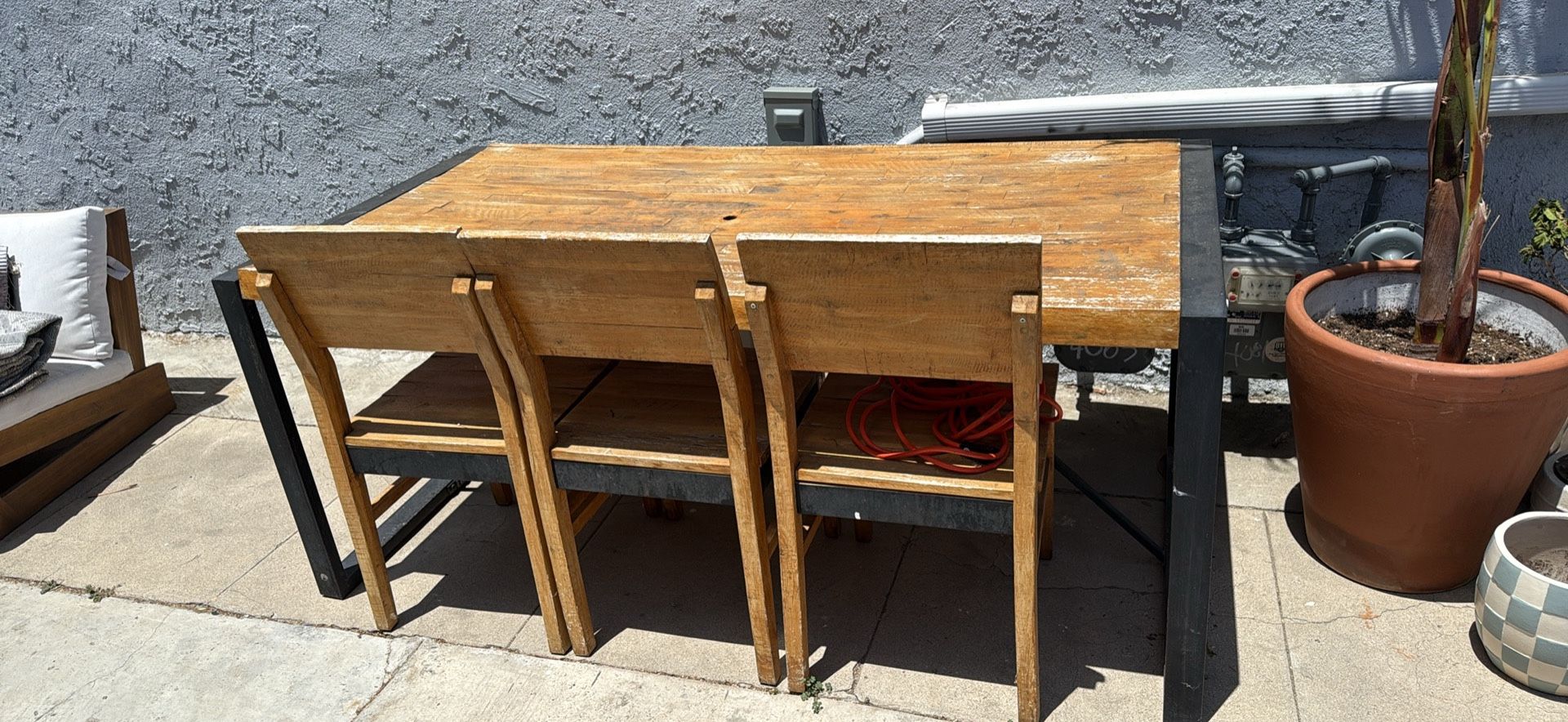 Table With 3 Chairs & bench