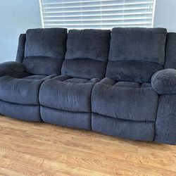87” Navy Reclining Couch- OPEN TO OFFERS! 