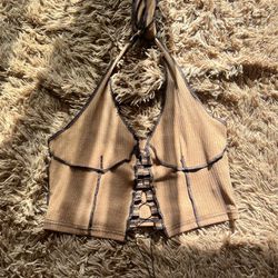 Lace Up Seam Front Halter Top