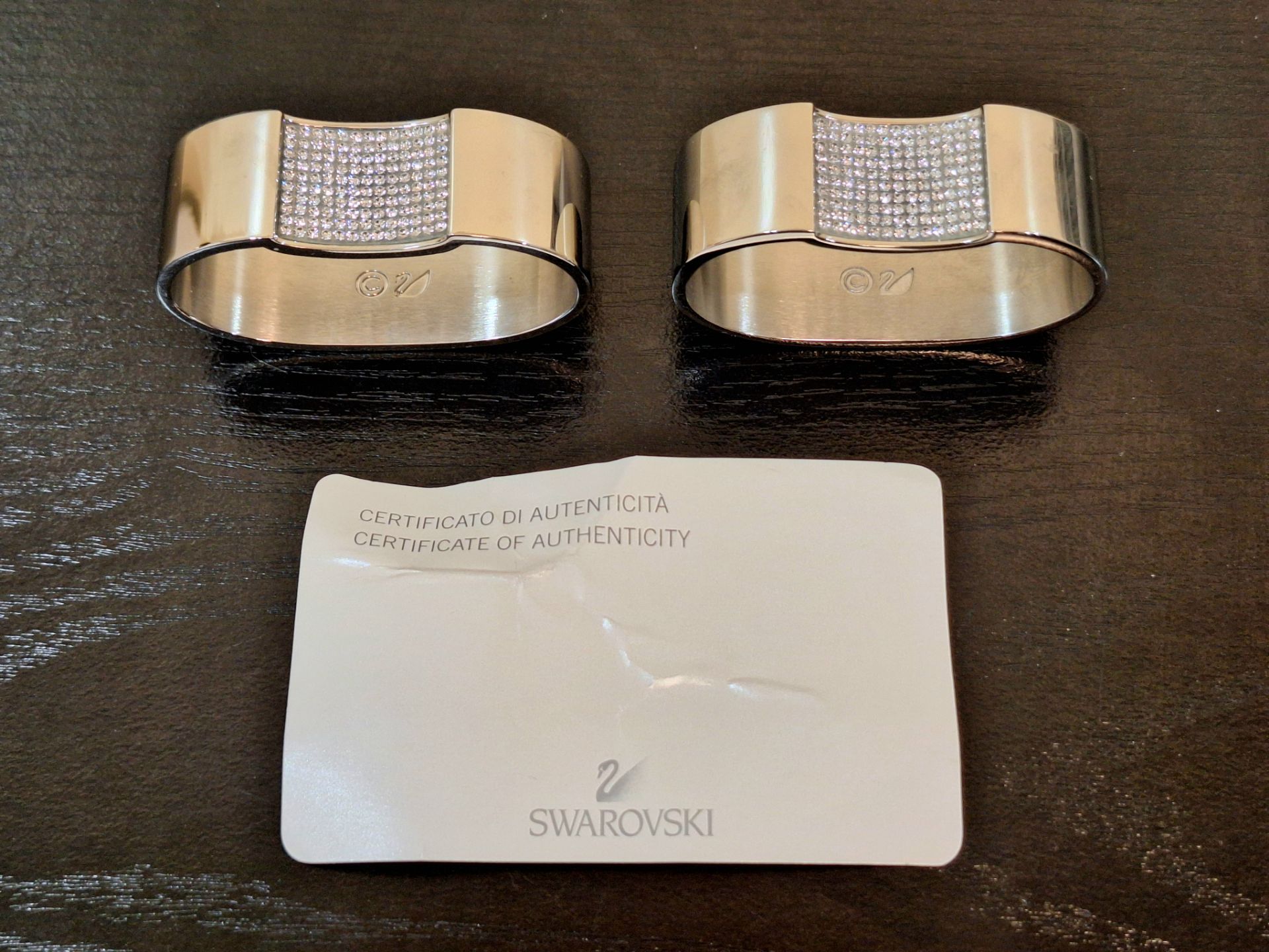 SWAROVSKI AMBIRAY CRYSTAL NAPKIN RINGS SET OF 2 - NEW - AUTHENTIC