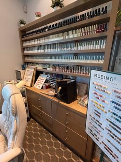 Solid Wood Nail Polish Display Cabinet + FREE Nail Table – $480