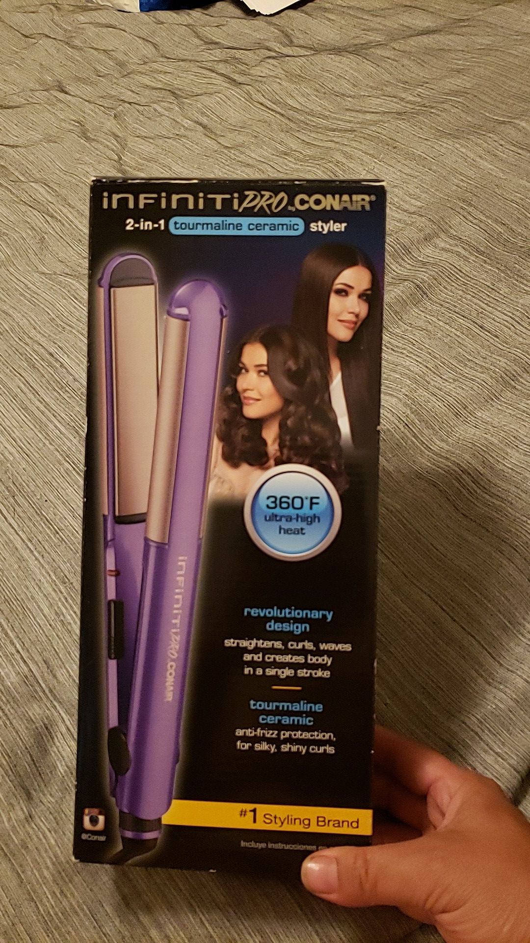 INFINITIPRO BY CONAIR 2-in-1 Stainless Styler, Curl/Wave or Straighten, 1-inch, purple