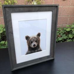 Baby Bear Cub Wood Frame 17” H x 14” W x 1” D  