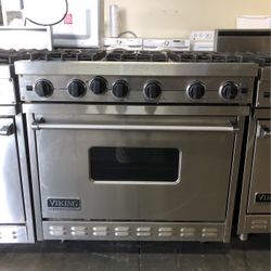 Viking 36” Wide Gas Range Stove In Stainless Steel 6 Burners 