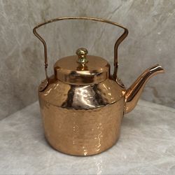 Vintage Hammered Copper Teapot Decorative Mid Century Copper Kettle