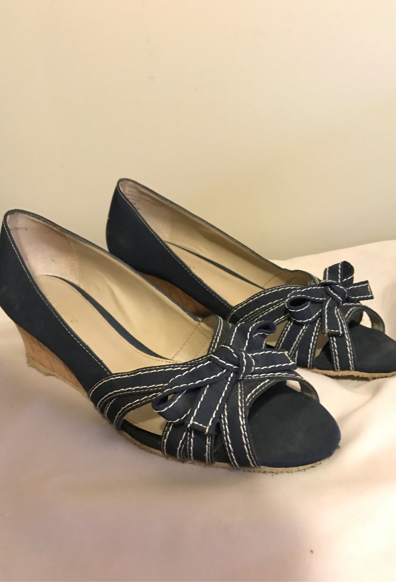 Wedge Navy canvas heels. Barely worn Liz Claiborne size 8