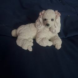 Laying White Poodle Figurine
