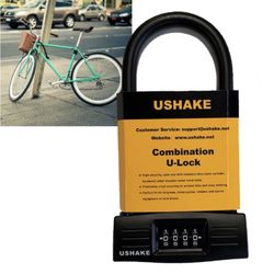 USHAKE Heavy Duty Bicycles Combination U Lock Bike Lock