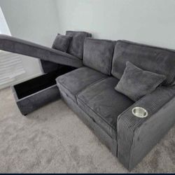 ✅️✅️Gray  Convertible Sectional W/ Cup Holder & W/ USB Port✅️✅️