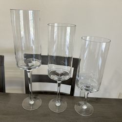 Glass Hurricane Candle Set Of 3
