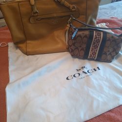 2 Coach Purses (1)Mustard Yellow)(2)Brown
