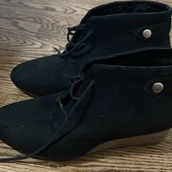 Wedge Dr Schools Black Suede Shoe