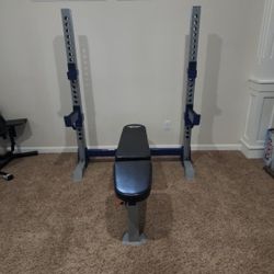 Fitness Gear Pro OB 600 Squat Rack Bench Press With Adjustable Seat On Bench