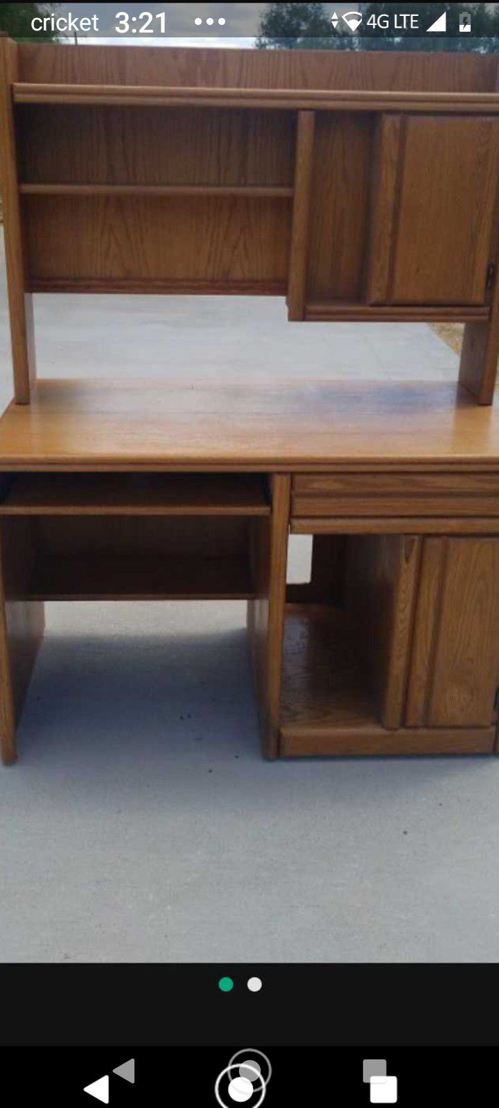 2 Piece Oak Wood Desk 