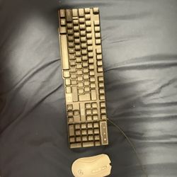 Black Wired Keyboard and White Wireless Mouse Combo