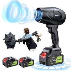 Electric-Cordless-Leaf-Blower - 600000RPM Handheld Leaf Blower - 2 X 4.0Ah Batteries and Charger Included, Lightweight Leaf Blowers for Patio Cleaning