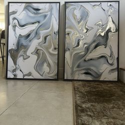 Fluidity Framed Embellished Canvas Wall Art, 25x37