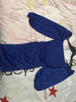 Blue Glitter Off-Shoulder Dress – Size 9/10