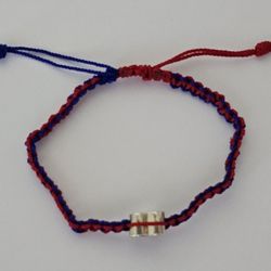 America Heart Red And Blue Hand Braided Rope Bracelet