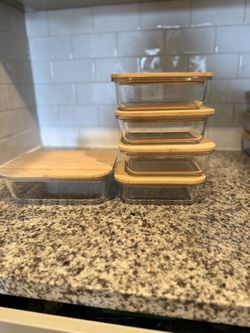 Glass Food Storage Containers with Bamboo Lids