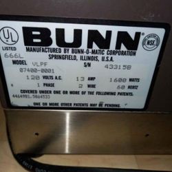 Bunn-O-Matic Corporation Model VLPF commercial coffee brewer