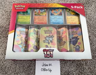 Pokémon TCG: Scarlet & Violet 151 5-Pack Mini Tins + 4 Promo Cards NEW/SEALED