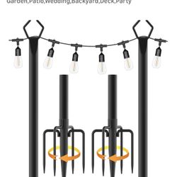 10’ New String Light Poles 2 Pk
