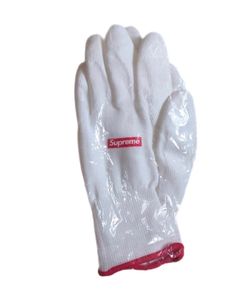 Supreme Red Box Logo Rubberized White Work Gloves Accessory Collectibles Memorabilia