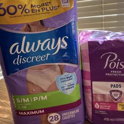 Always Discreet Underwear + Poise Pads Bundle New + Extras