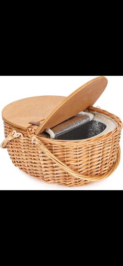 Wicker Picnic Basket with Cooler