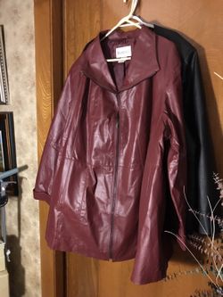 Romans maroon leather coat, size 34W