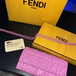 Pink Fendi Wallet With Chain (Authentic)