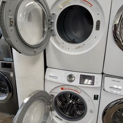 Samsung Front Loading Washer And Stackable Gas Dryer Set 