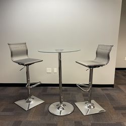 Glass Bar Table And 2 Chairs 