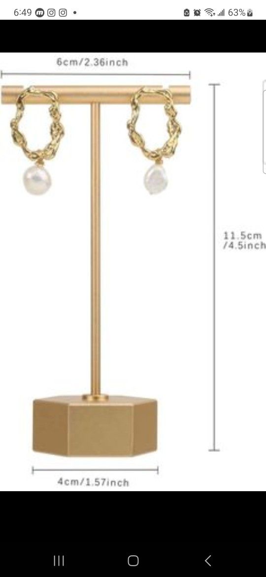 GemeShou Gold Metal Earring T Bar Stand Retail display holders for show, Jewelry Online stores Photo