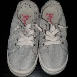 Size 13 Girls Silver Sparkly Jellypop tennis shoes