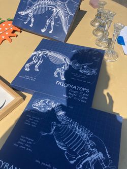 Dinosaur Skeleton Blueprint Art Prints Set