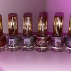 6 peice glitter nail polish collection 