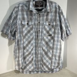 ECKO UNLTD MEN’S SHORT SLEEVE BUTTON UP SHIRT PLAID