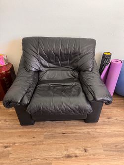 Black leather armchair