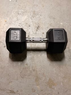 Single 40 pound Rubber coated HEB Dumbbell