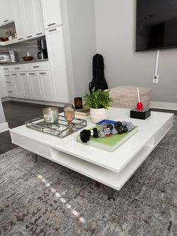 White Gloss Coffee Table with Chrome Legs